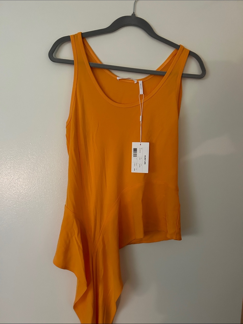 Helmut Lang Asymmetric Orange Tank Top